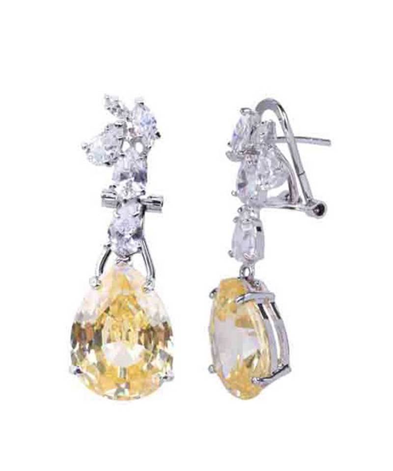 Yellow Stiff Diamond Line With Pear Yellow Sapphire Drop