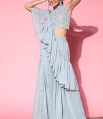 Blue sequins georgette salwar