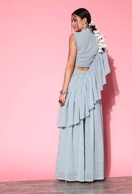 Blue sequins georgette salwar 2