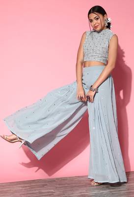 Blue sequins georgette salwar 3