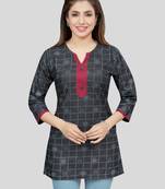 Black printed rayon short-kurtis