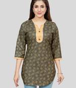 Green printed rayon short-kurtis