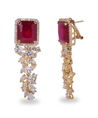 Red Ruby Top With Diamond Waterfall In 18K Gold Polish 3