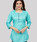 Blue woven rayon short-kurtis