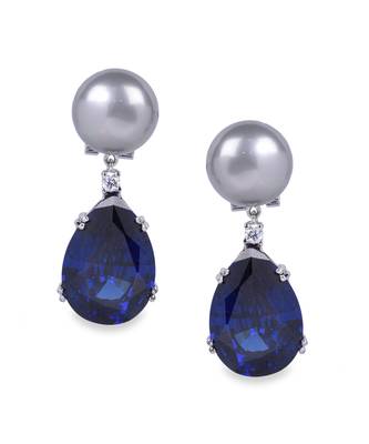Blue Grey Cultured Pearl Top With Pear Blue Sapphire Drop 3
