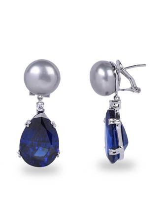 Blue Grey Cultured Pearl Top With Pear Blue Sapphire Drop 4