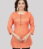 Orange woven rayon short-kurtis