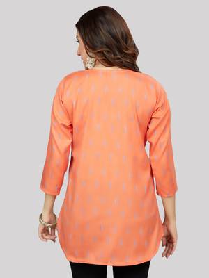 Orange woven rayon short-kurtis 2