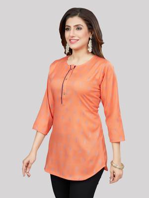Orange woven rayon short-kurtis 3