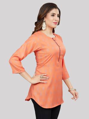 Orange woven rayon short-kurtis 4