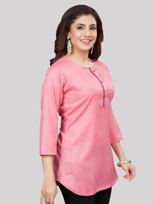 Pink woven rayon short-kurtis 4
