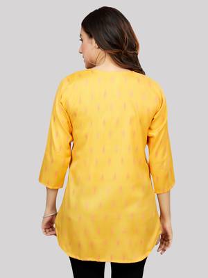 Yellow woven rayon short-kurtis 2