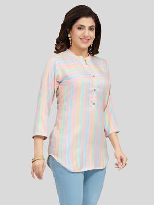 Multicolor woven rayon short-kurtis 3