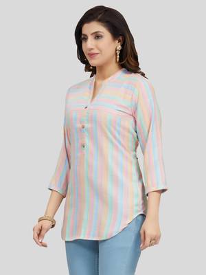 Multicolor woven rayon short-kurtis 4