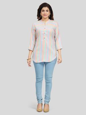 Multicolor woven rayon short-kurtis 5