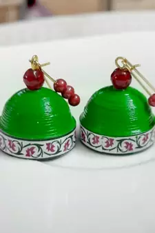 Green agate jhumkas