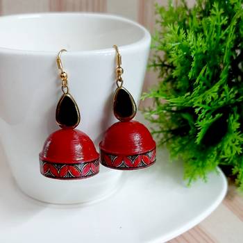 Red agate jhumkas 1