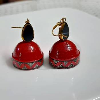 Red agate jhumkas 2