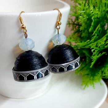Black agate jhumkas 1