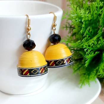 Yellow agate jhumkas 1