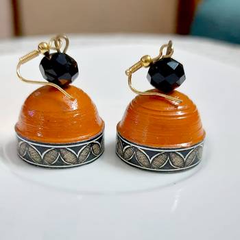 Orange agate jhumkas 2
