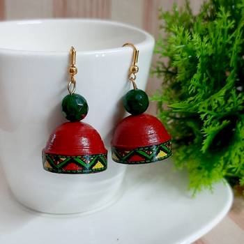 Red agate jhumkas 1