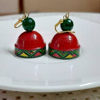 Red agate jhumkas 2