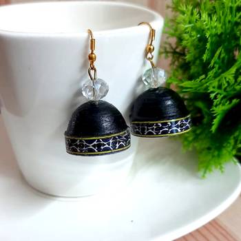 Black agate jhumkas 1