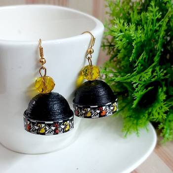 Black agate jhumkas 1