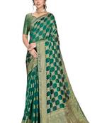 Green woven silk saree with blouse