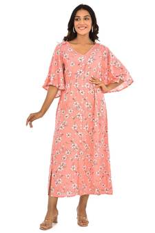 Women's Pink Floral printed Long dress