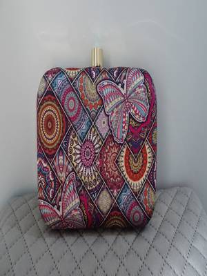 PINK MULTI COLOR HAND EMBROIDED BEADED CLUTCH CUM SLING BAG (size : 9inch  L X 6inch W) 4