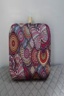 PINK MULTI COLOR HAND EMBROIDED BEADED CLUTCH CUM SLING BAG (size : 9inch  L X 6inch W)