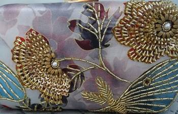 GOLDEN  COLOR HAND EMBROIDED BEADED CLUTCH CUM SLING BAG (size : 9inch L x 6inch W) 3