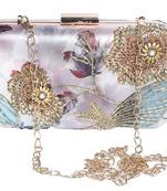 GOLDEN  COLOR HAND EMBROIDED BEADED CLUTCH CUM SLING BAG (size : 9inch L x 6inch W)