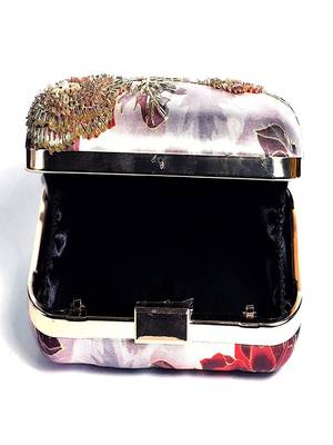 GOLDEN  COLOR HAND EMBROIDED BEADED CLUTCH CUM SLING BAG (size : 9inch L x 6inch W) 5