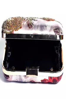 GOLDEN  COLOR HAND EMBROIDED BEADED CLUTCH CUM SLING BAG (size : 9inch L x 6inch W)