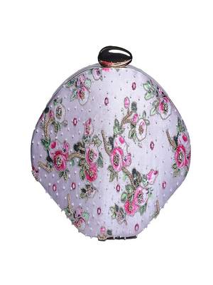 LIGHT PINK COLOR HAND EMBROIDED BEADED BOAT SHAPE CLUTCH CUM SLING BAG (10inch L X 7inch W) 3