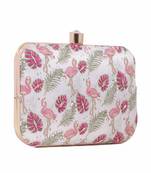 WHITE WITH PINK COLOR HAND EMBROIDED CLUTCH CUM SLING BAG ( 9 inch L X 6 inch W)