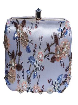 WHITE WITH GOLDEN COLOR HAND EMBROIDED CLUTCH CUM SLING BAG ( 9 inch L X 6 inch W) 1