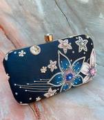 BLUE COLOR HAND EMBROIDED BEADED CLUTCH CUM SLING BAG (9inch L X 7 inch W)