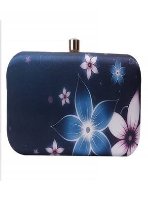 BLUE COLOR HAND EMBROIDED BEADED CLUTCH CUM SLING BAG (9inch L X 7 inch W) 2