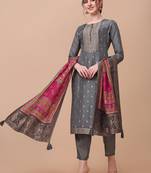 Grey printed viscose long-kurtis