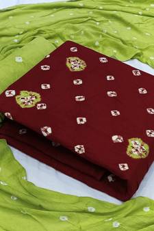Maroon bandhej rayon salwar