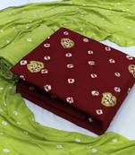 Maroon bandhej rayon salwar
