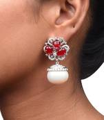 Red Ruby Cluster Top With Cultured Pearl Drop