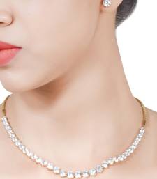 White Half Solitaire Necklace With Earrings