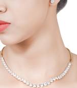 White Half Solitaire Necklace With Earrings