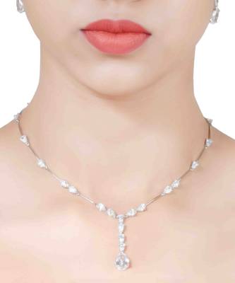 White Pear Solitaire Necklace  Apart  With Earrings 2
