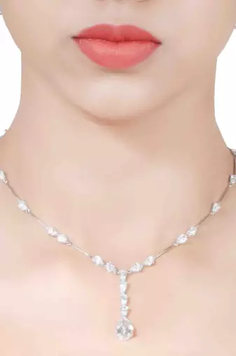 White Pear Solitaire Necklace  Apart  With Earrings
